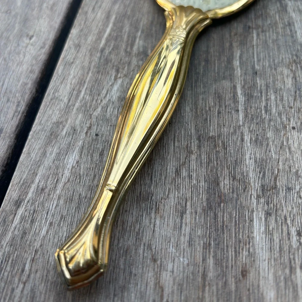 Vintage 70’s Vanity Hair Brush Lace Detail Gold Tone w/ Removable Brush Head